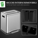 Pattumiera a Pedale 2 Sezioni 15L 40x34,8x47,5 cm in Acciaio Inox e PP  
