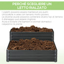 Letto per Orto Fioriera Rialzato 120x101x58 cm in Acciaio Grigio Scuro