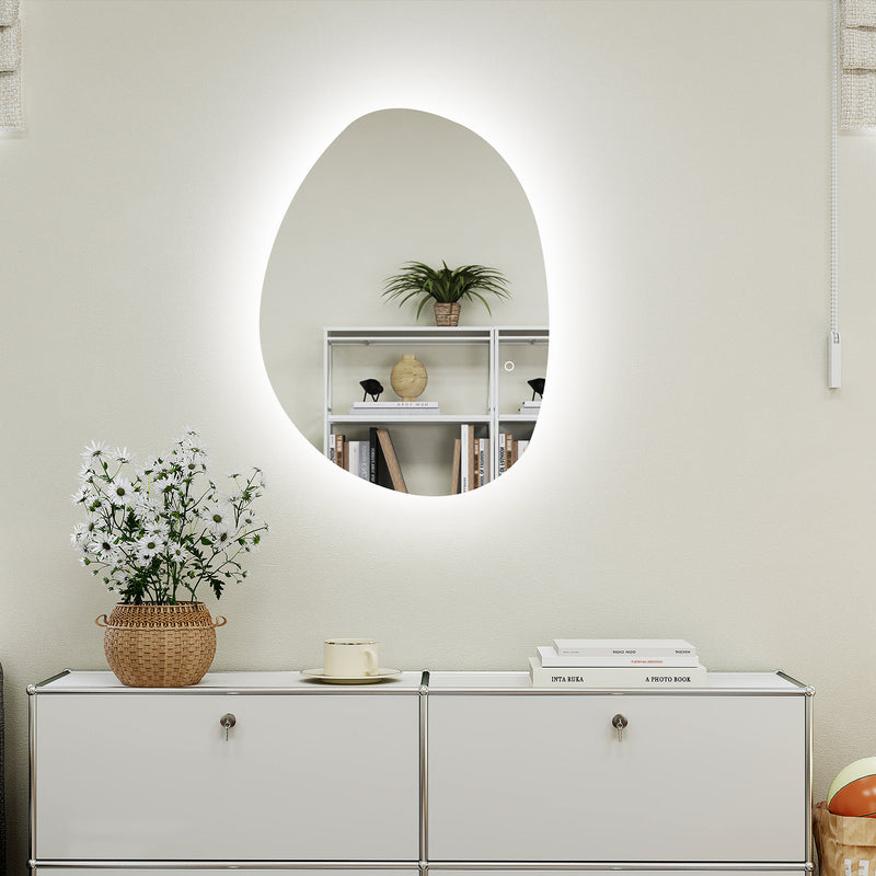 Specchio da Bagno 80x5x60 cm Illuminato a LED 3 Tonalità in Vetro Temperato Argento  