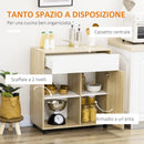 Carrello da Cucina 81x39,6x90,3 cm con Ruote in Legno Naturale