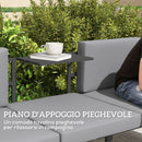 Divano da Giardino 3 in 1 180x63.5x68 cm Reclinabile su 5 Posizioni con Tavolino Estraibile Grigio   
