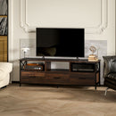 Mobile TV fino 65"" Design Industriale 147x40x50 cm in Legno e Acciaio Marrone e Nero 