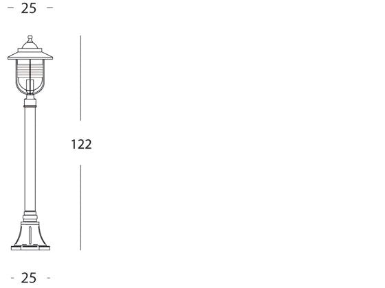 Lampada Palo per Giardino Piccolo Color Ruggine da Esterno Linea Porto Sovil