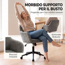 Sedia da Ufficio Girevole 57x57x83-93 cm Regolabile in Altezza con Funzione Oscillante in Ciniglia Grigio      