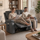 Divano 2 Posti Reclinabile Elettrico 135° 145x91x102 cm con Massaggio e Riscaldamento in Tessuto Effetto Pelle Grigio      