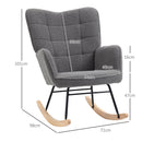 Poltrona a Dondolo 71x98x101 cm Imbottita in Legno e Acciaio Grigio Scuro  