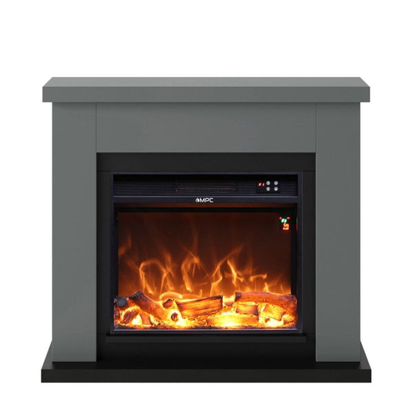 acquista Camino Elettrico da Pavimento 99x88,3x25 cm Effetto Fiamma 1500W Sined Asciano Grigio Scuro