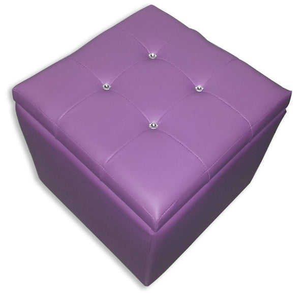 Cubo Pouf Contenitore in Similpelle e Cristalli Renier Lilla prezzo