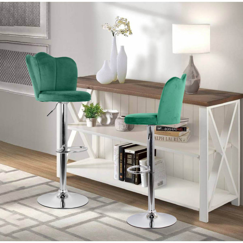 Set 2 Sgabelli 38x38x60/80 cm in Velluto Base Cromata Ottanio