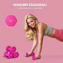 Set 2 Manubri Palestra 1 kg Pesi esagonali per Allenamento Rosa