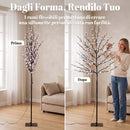 Albero di Natale di Ciliegio 60x60x180 cm con Luci LED 20 Rami e Timer Giornaliero in Acciaio e PP Nero      
