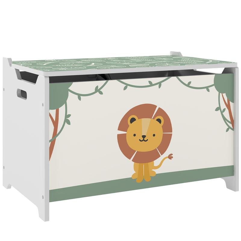 Baule Portagiochi per Bambini 60x37x39 cm con Coperchio in MDF Verde  