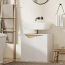 Mobile Sottolavabo 60x35x57,9 cm con 2 Ante Ammortizzate per Lavabo Senza Piedistallo in MDF Bianco      