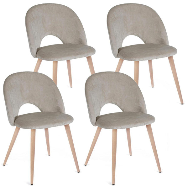 online Set 4 Sedie 53x60x82 cm in Poliestere Effetto Velluto Tortora