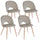 Set 4 Sedie 53x60x82 cm in Poliestere Effetto Velluto Tortora