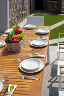 Tavolo da Giardino Allungabile 150-210x90x74 cm in Alluminio Bianco Piano in Teak