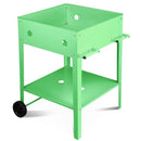 Fioriera Orto Rialzato da Giardino 57x57x80 cm in Metallo con Ruote Verde