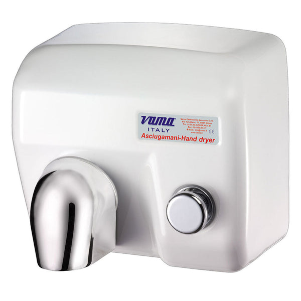 acquista Asciugamani Elettrico Antivandalo con Pulsante 2400W Vama Ariel BP Acciaio Bianco