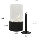 Camino a Bioetanolo da Tavolo Ø16x27 cm CALIDRIA per Interni ed Esterni in Vetro e Acciaio Nero Satinato