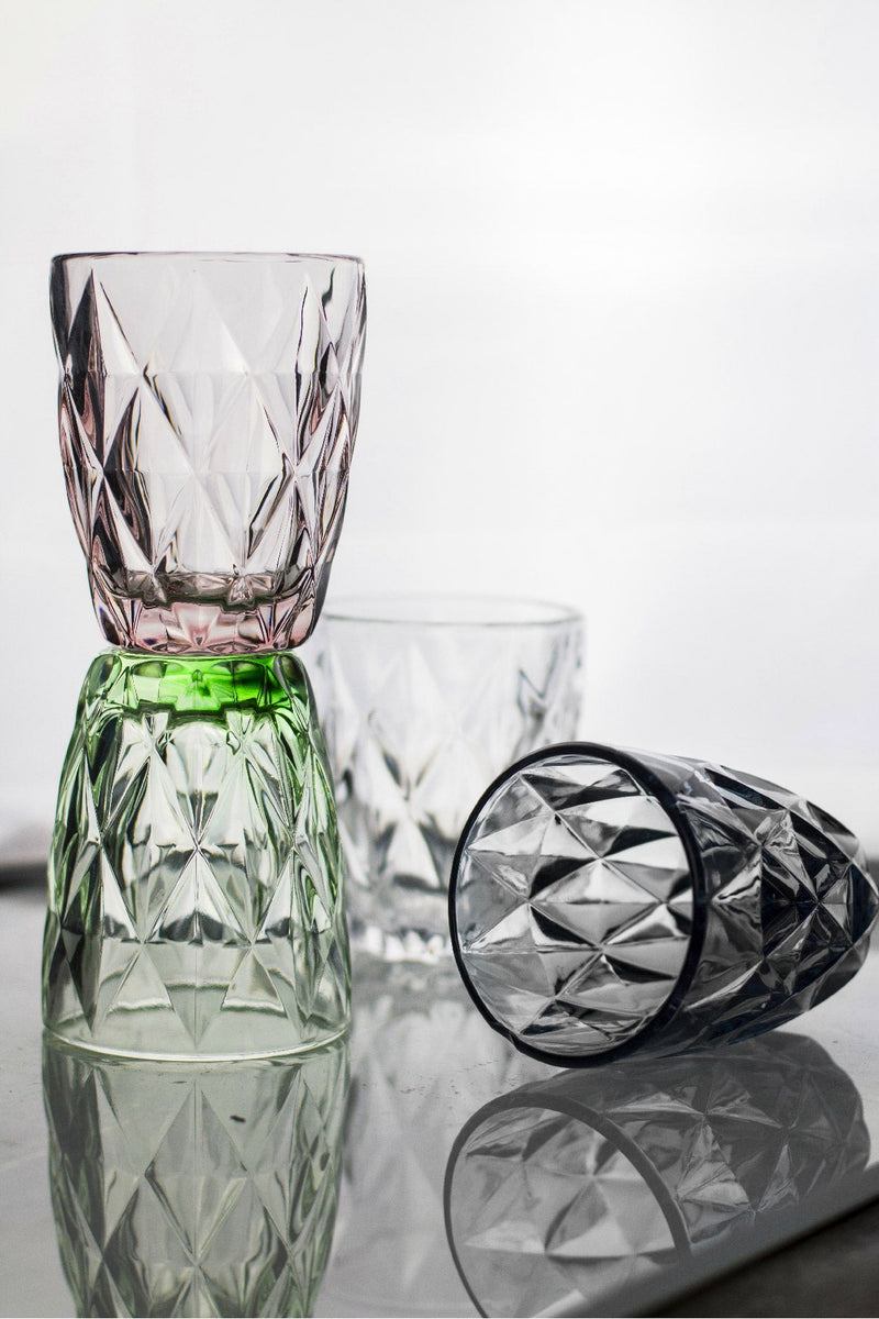 Set 6 Bicchieri Ø8x10 cm in Vetro Villa d'Este Home Tivoli Quarzo Grigio