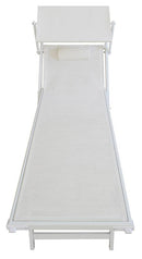 Lettino Prendisole da Giardino 185x61x39,5 cm Telaio in Alluminio Bianco e Textilene Bianco