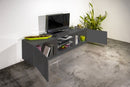 Mobile TV 2 Ante 180x41,4x46 cm Bloom Grigio Antracite Laccato Lucido