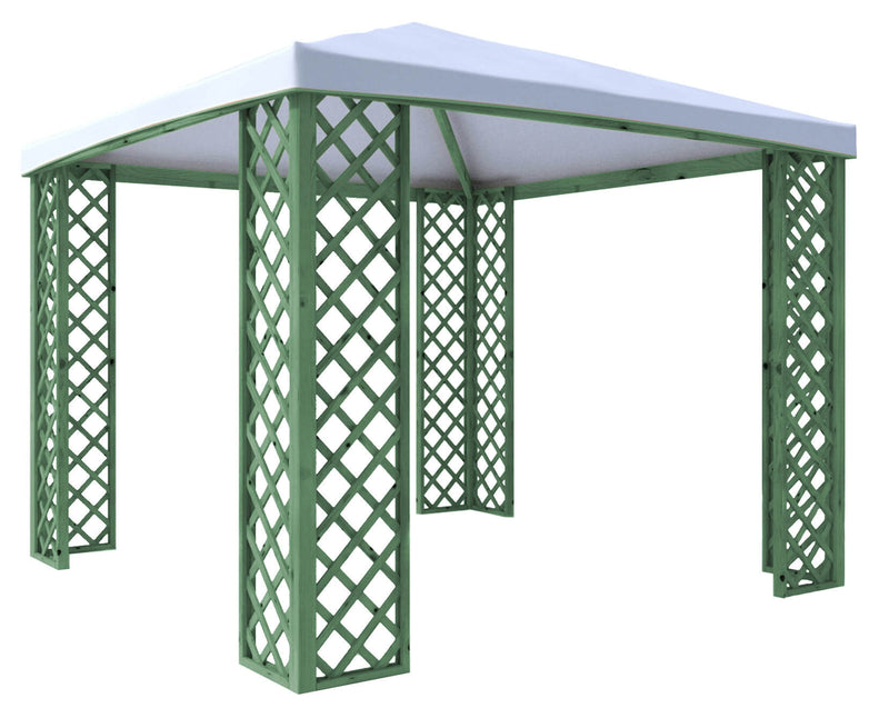 Gazebo da Giardino in Legno 3x3m con Copertura in PVC Taini Fox Pocket Salvia