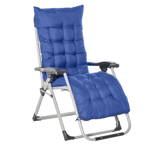 Sedia Sdraio Pieghevole Reclinabile Imbottita 90x65x110 cm in Metallo e Poliestere Blu acquista