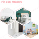 Cassettiera con 3 Cassetti in Legno di Pino 90x42x80 cm  Bianco e Rosa