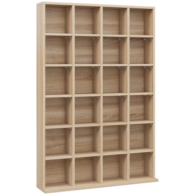 Mobile Porta CD 89x20x130.5 cm con Ripiani Regolabili per 456 CD o 336 DVD 24 Scomparti in Legno      