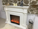 Camino Elettrico da Pavimento 116x150x33 cm Effetto Fiamma 1500W Frankfurt Bianco