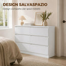 Cassettiera 6 Cassetti 100x35x69 cm in Pannello Truciolare Bianco      