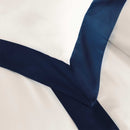 Copripiumino Matrimoniale con Sacco e Federe Bordi in Raso Garrini Eveline Avorio/Blu