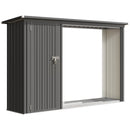 Portalegna da Esterno 2 in 1 235x67x149 cm 1,26 m² con Armadietto Porta Attrezzi in Acciaio Zincato Grigio Scuro      