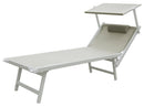 Lettino Prendisole da Giardino 185x61x39,5 cm Telaio in Alluminio Bianco e Textilene Grigio