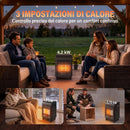 Stufa a Gas 4,2 kW 37x29x55 cm con 3 Livelli di Calore Sensore ODS e Protezione Antiribaltamento in Metallo Nera      