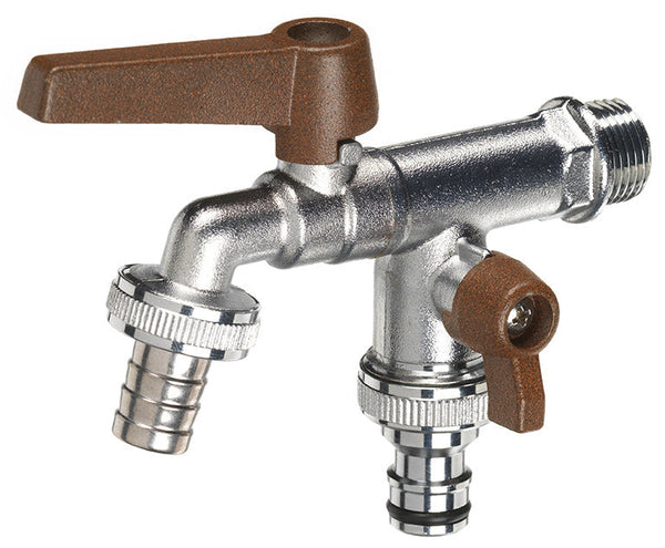 prezzo Rubinetto a Sfera Doppio per Fontana da Giardino con Leve Colorate Belfer RUB/027 Ruggine