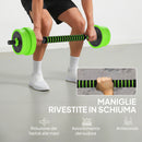 Set Pesi da Palestra 4 in 1 da 20kg Convertibile in Kettlebell 2 Manubri Bilanciere e Supporto Flessioni Verde      