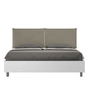 Letto Matrimoniale Struttura Bianco Frassico con Cuscini in Similpelle Egos Appia Cappuccino Varie Misure