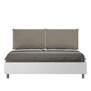 Letto Matrimoniale Struttura Bianco Frassico con Cuscini in Similpelle Egos Appia Cappuccino Varie Misure