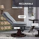 Poltrona Reclinabile 85x82x106 cm con Poggiapiedi in Pelle PU e Acciaio Grigio 