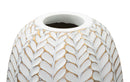 Vaso Resina Leaf Ø18,5x46 cm in Resina Oro e Bianco      