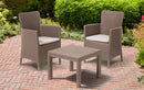 Set Tavolino e 2 Poltrone da Giardino Effetto Rattan Keter Salvador Balcony Cappuccino