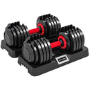 Set di Manubri Regolabili 48 kg 5 in 1 43x19x19 cm con Sistema Quick-Dial e Blocco di Sicurezza in PP e Acciaio      