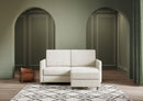 Divano 2 Posti con Pouf 158x145x85 cm Karay in Tessuto Latte
