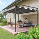 Pergola da Esterno 4x3 m con Tettuccio Retrattile in Metallo e Poliestere Grigio Scuro      