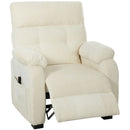 Poltrona Reclinabile 150° Effetto Velluto con Poggiapiedi Telecomando e Tasca Laterale 96x90x105 cm Bianco      