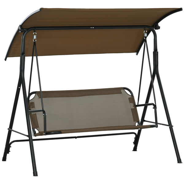 Dondolo da Giardino 3 Posti 172x110x153 cm con Copertura Regolabile in Acciaio e Poliestere Marrone e Grigio sconto