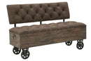 Panca Industry 121x52x75 cm Legno di Abete e in Ferro e Spugna e MDF e PU