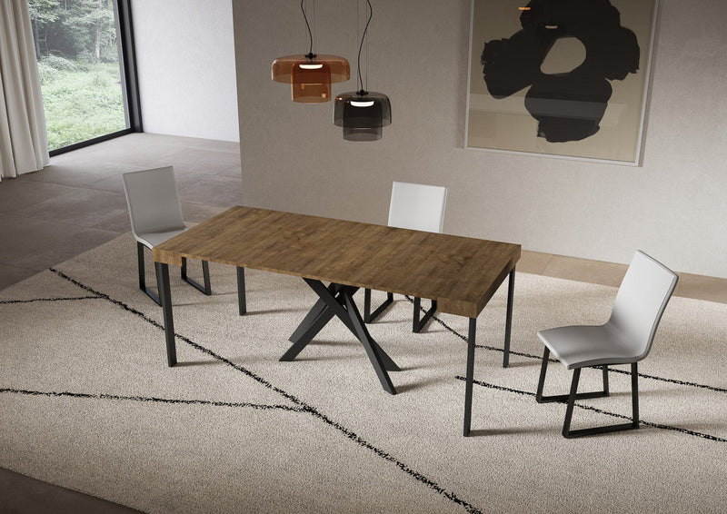 Consolle Allungabile 90-196x40x77 cm Saki Small Noce Gambe Antracite 